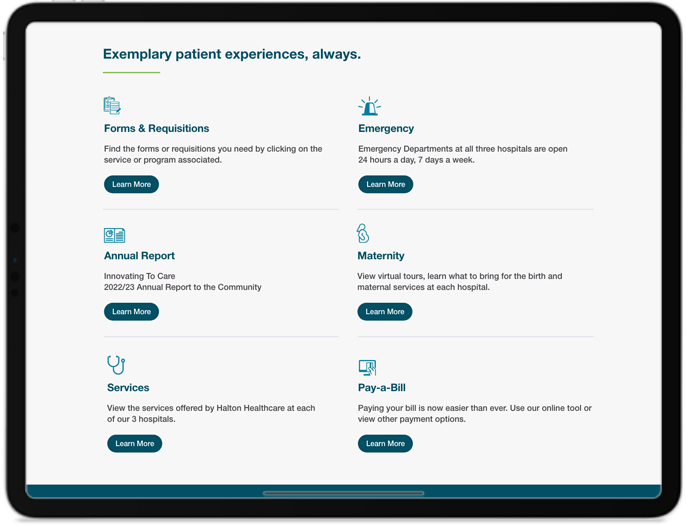 Halton Healthcare Website iPad
